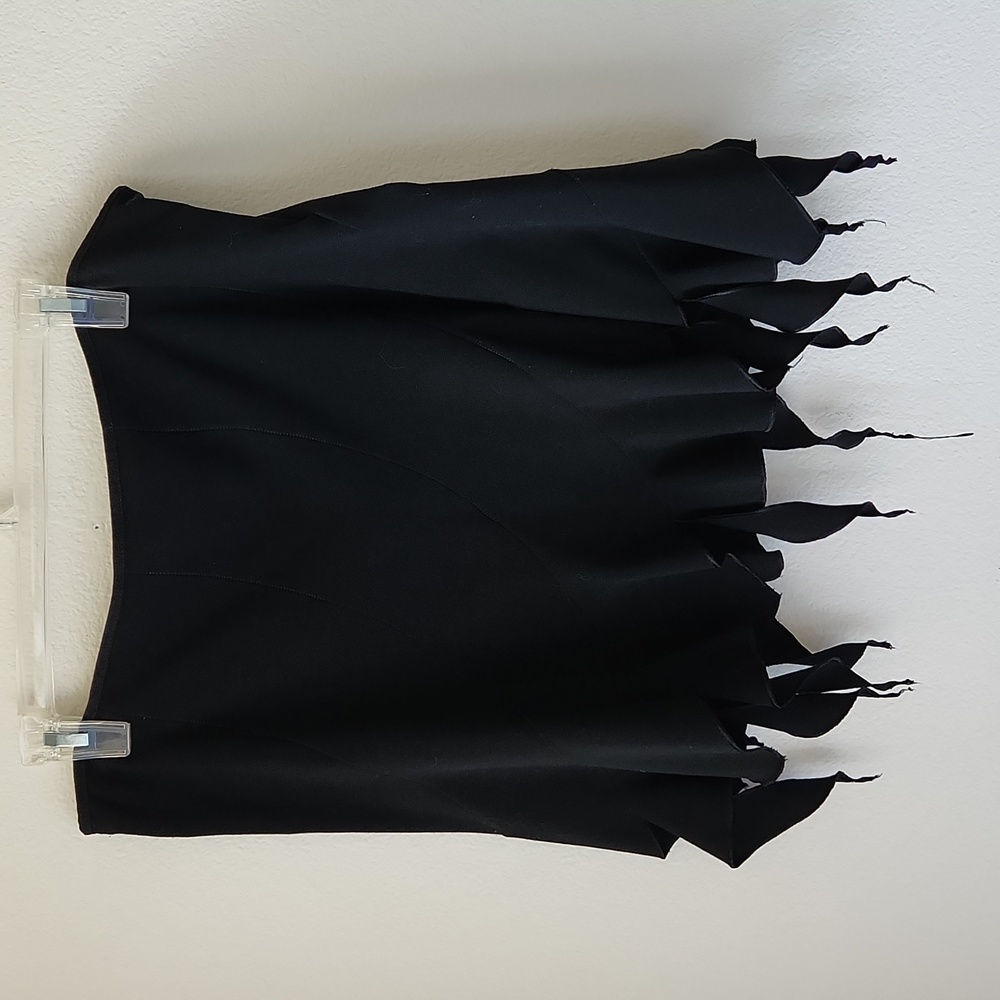 BCBG Paris black ruffle mini skirt asymmetric hem Sz L whimsygoth festival